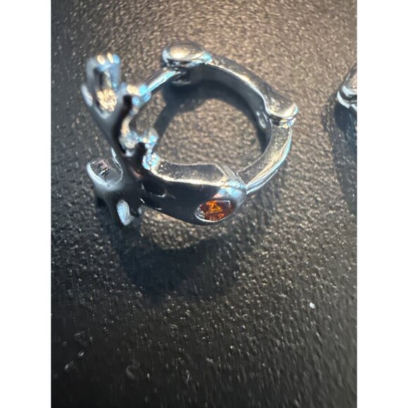 Deer Antler Hoop Earrings With Orange Gemstone - Picture 3 of 5